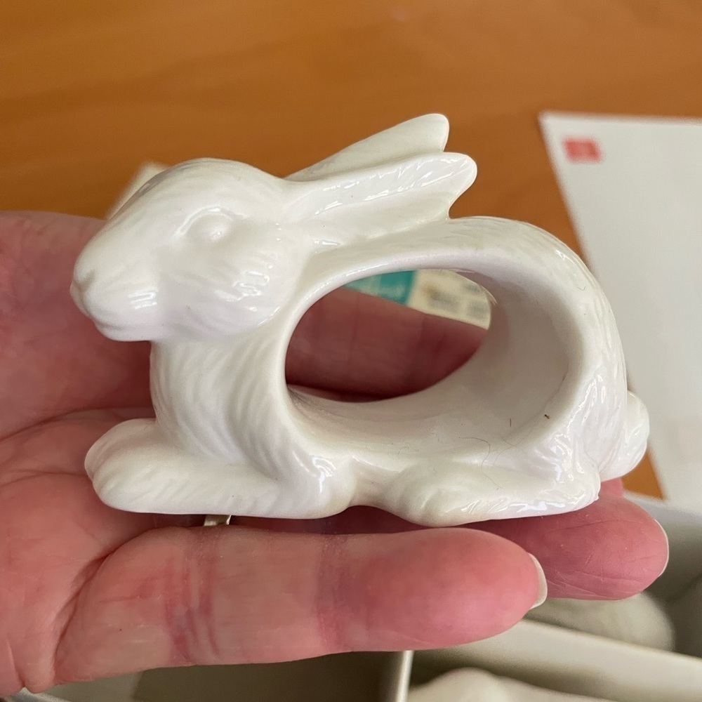 Vintage Shafford White Porcelain Bunny Napkin Holders Set- 4 Easter Cottagecore - Picture 6 of 8